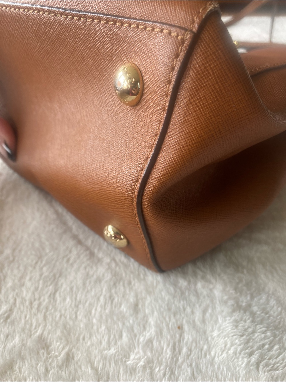 Michael Kors Cognac Leather Tote with Gold Hardware - Picture 8 of 11